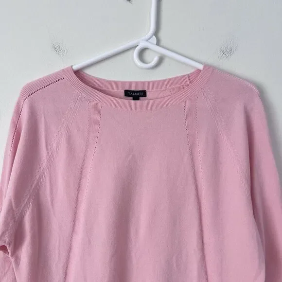 Talbots Pink 3/4 Sleeve Lightweight Knit Sweater Size S NEW Round Neck - Picture 3 of 7